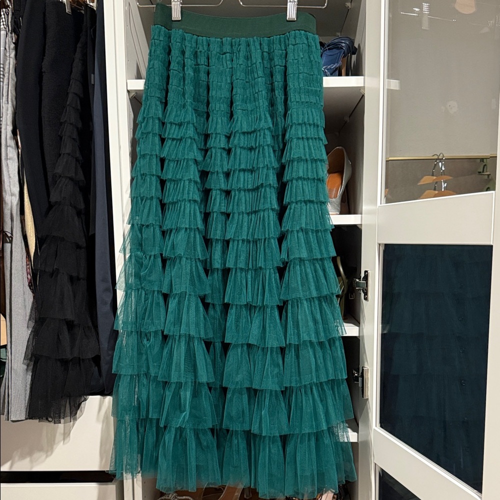 Elegant Teal Layered Skirt